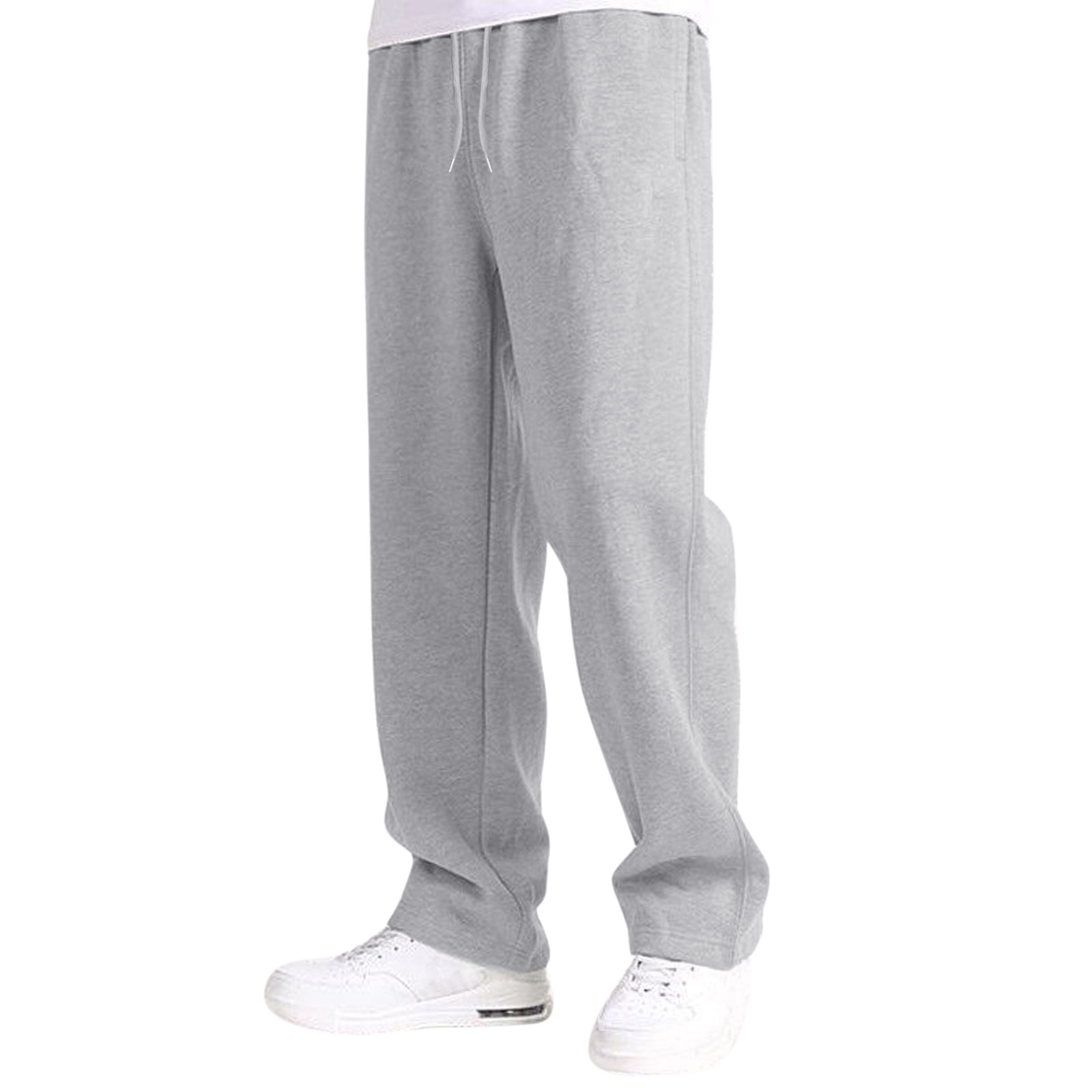 thumbnail image 3 of Pantalones de chándal con forro polar para hombre: pierna recta ancha, cintura alta, bolsillos, poliéster resistente para uso diario/deportivo, tallas US/UK/EU S-XXXL, 3 of 8